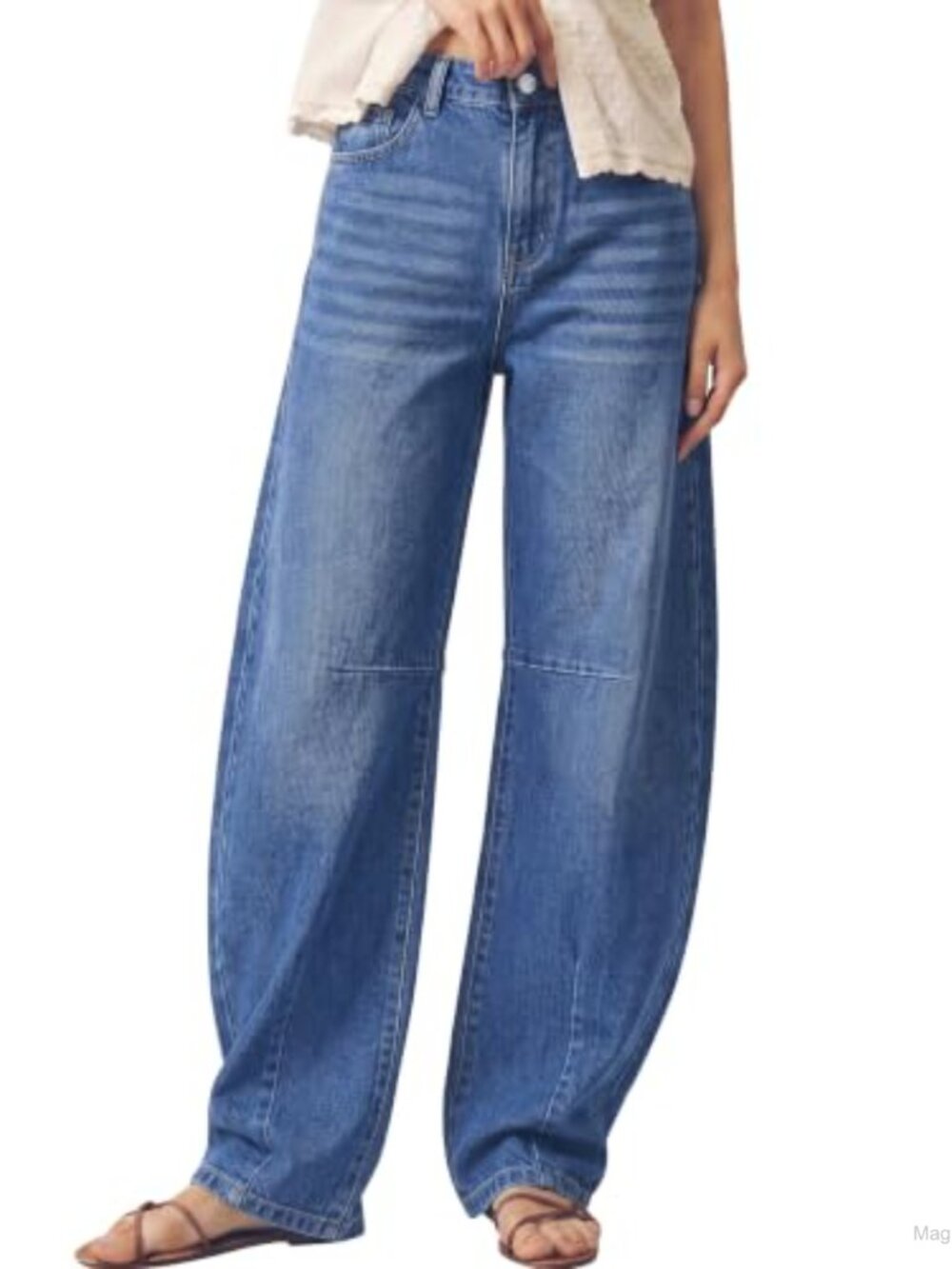 High Rise Barrel Jeans Women Stretchy Denim Western Baggy Pants